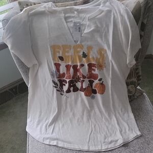 White 'Feels Like Fall' Graphic T-Shirt